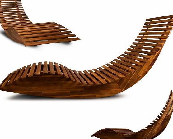 Deuba Wooden Sun Lounger - Garden Patio Deck Chair Curved Sauna Seat