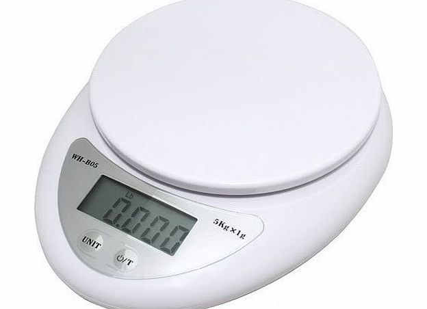 Deviltronics Komodo 5KG Digital LCD Electronic Kitchen Scales / High Quality and Precision / Weigh food from 1G to 5KG - White