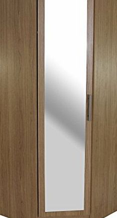 Devoted2Home Humber Bedroom Furniture - 1 Door Mirrored Corner Wardrobe - Oak