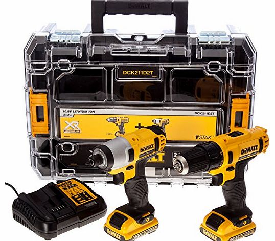 DeWalt  DCK211D2T 10.8V Li-ion Cordless Compact Drill Driver and Impact Driver (Twin Pack)