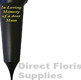 DFS 1 X In Loving Memory Mum, Quality British Made Ridgid Black Grave Flower Vase Funeral Spike Crematorium.