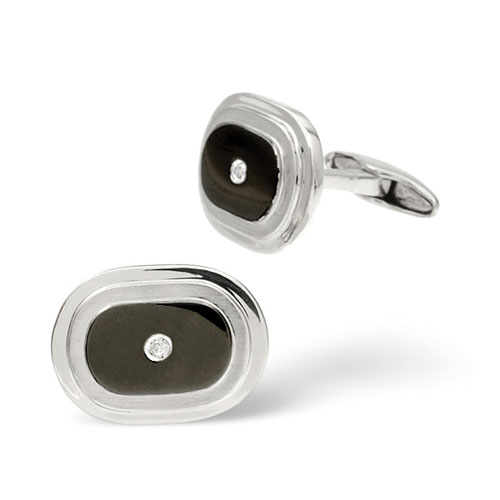 Diamond Essentials 0.02 Carat Diamond Round Cufflinks In 9 Carat White Gold