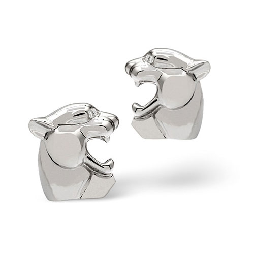 Diamond Essentials 0.02 Carat Diamond Tiger Cufflinks In 9 Carat White Gold