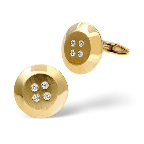 Diamond Essentials 0.08 Carat Diamond Round Cufflinks In 9 Carat Yellow Gold