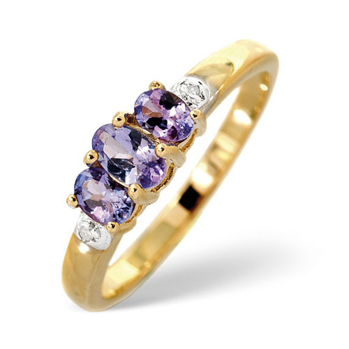 0.56 Ct Tanzanite and 0.01 Ct Diamond Ring In 9 Carat Yellow Gold