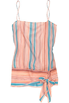 Chaz candy-striped silk top