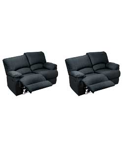 Regular and Regular Fabric Recliner Sofa - Black