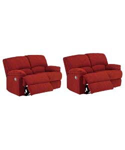 Regular and Regular Fabric Recliner Sofa - Wine