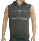 Grey Hooded Sleeveless Sweatshirt