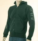 Mens Black Full Zip Stitched Design on Sleeves Hooded Sweatshirt