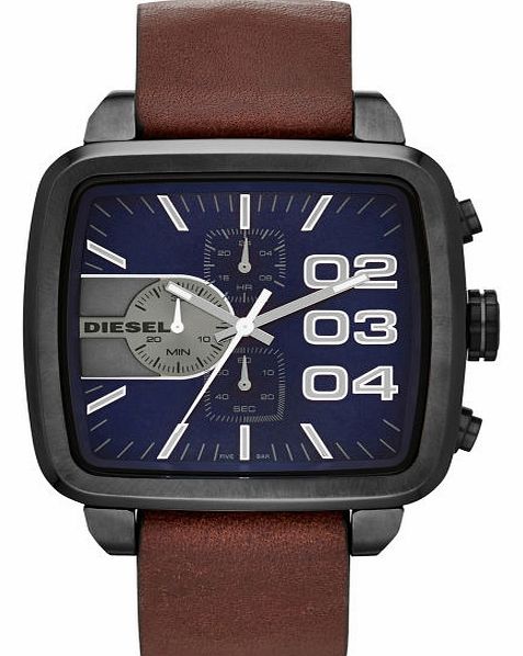 Diesel Mens Diesel Square Franchise 49Mm Brown Strap