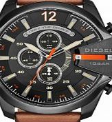 Diesel Mens Mega Chief Chronograph Tan Leather