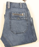 Mens Mid Blue Denim Button Fly Jeans 34 Leg