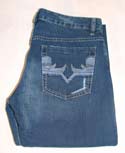 Mens Rabox Dark Denim Button Fly Jeans 34 Leg