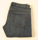 Mens Slightly Faded Button Fly Dark Denim Jeans 32 Leg