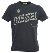 Navy T-Shirt with Grey Printed Logo