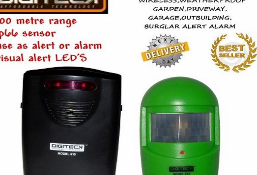 Digiteck A9-NEW LATEST EDITION IN GREEN WIRELESS WEATHERPROOF GARDEN,DRIVEWAY,GARAGE,OUTBUILDING BURGLAR VISUAL ALERT LED ALARM