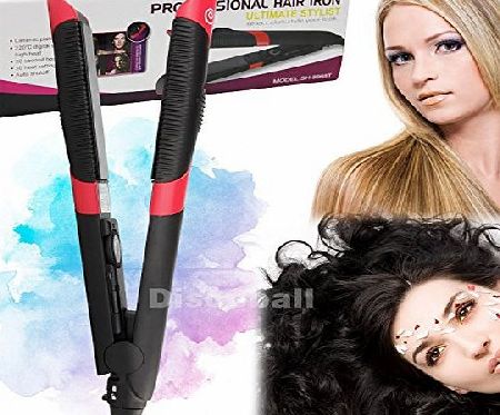 discoball Professional Ceramic Hair Straightener Curler Salon Styling 6 Heat Level Control