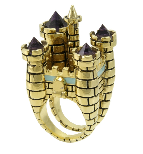 Antique Gold Plated Drawbridge Castle Cocktail