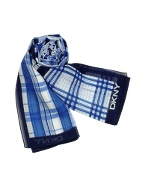 DKNY Checked Signature Silk Long Scarf