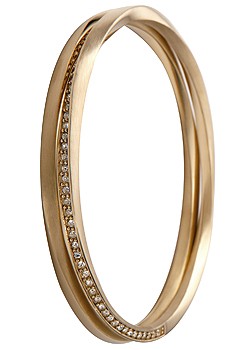 Gold Plated Twisted, Double Loop Bangle