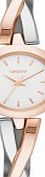 DKNY Ladies Crosswalk Rose Gold Silver Watch