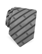 Logo Striped Woven Silk Tie