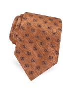 Square Logo Herringbone Woven Silk Tie