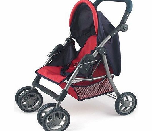 Dolls World Peterkin Dolls World Dolls Pushchair Cerise/Navy