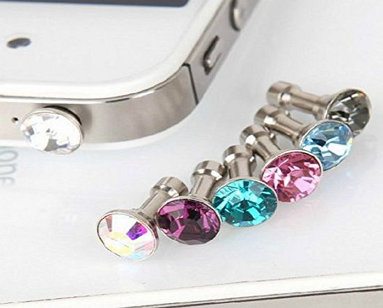 Domire 5x Fashion Sparkling CZ Diamond Dustproof Plug Earphone Stopple Decor Ornament Bling Anti Dust 3.5mm Earphone Jack Plug Stopper for iPhone 3 3G 3GS 4 4GS 4S/iPad 1 2 3 /Iapd mini/ Samsung Galax