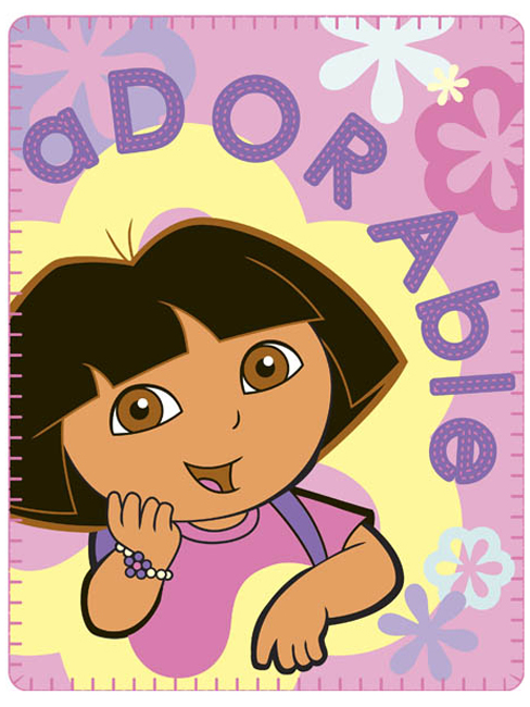 Dora the Explorer `dorable Flowers`Printed Fleece Blanket