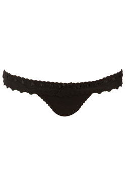 Black broderie ribbon thong