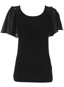 Dorothy Perkins Black chiffon cape top