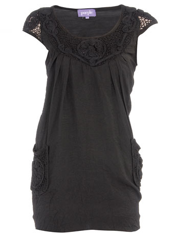 Dorothy Perkins Black crochet pocket top