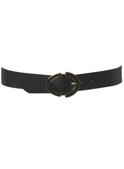 Black oval buckle jeans belt