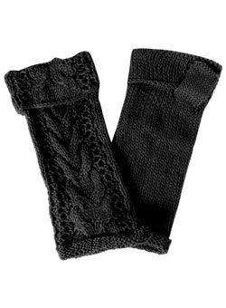 Black pointelle handwarmers