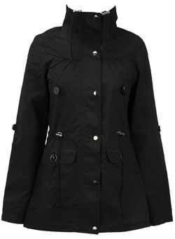 Black roll sleeve parka