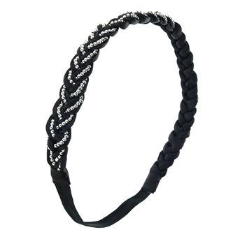 Black satin plait headband