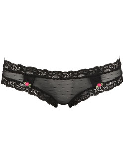 Black spot mesh rose bud thong