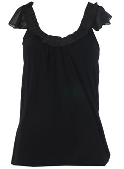 Black voile pleat bow top