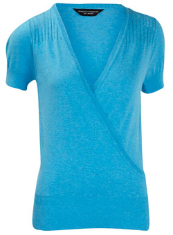 Dorothy Perkins Blue pointelle wrap jumper