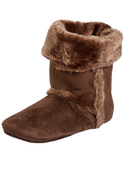 Chocolate fur trim ankle boot