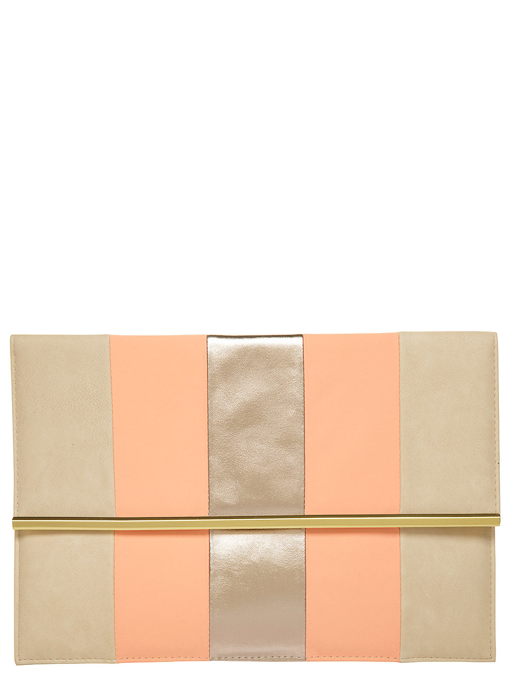 Coral and cream stripe clutch 18344460