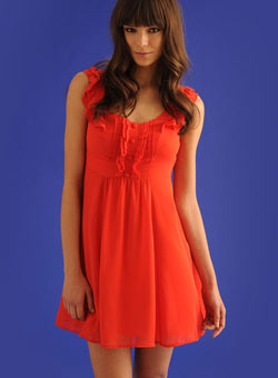 Dorothy Perkins Coral frill tea dress