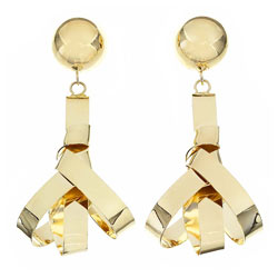 Gold twist drop earrings