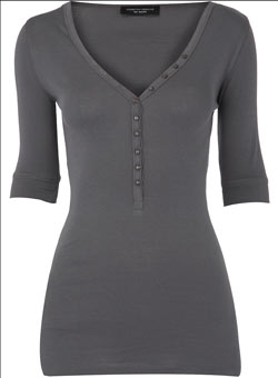 Dorothy Perkins Grey 1/2 sleeve grandad top