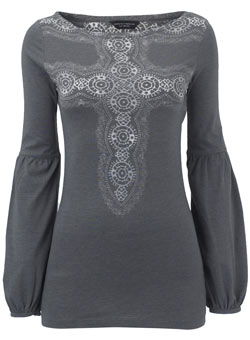 Grey burnout cross top