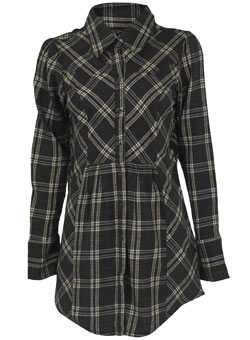 Dorothy Perkins Grey long line check shirt