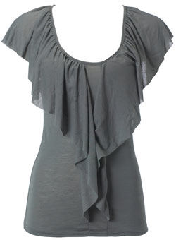 Dorothy Perkins Grey ruffle front top