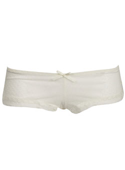 Ivory spot flock lace shorts